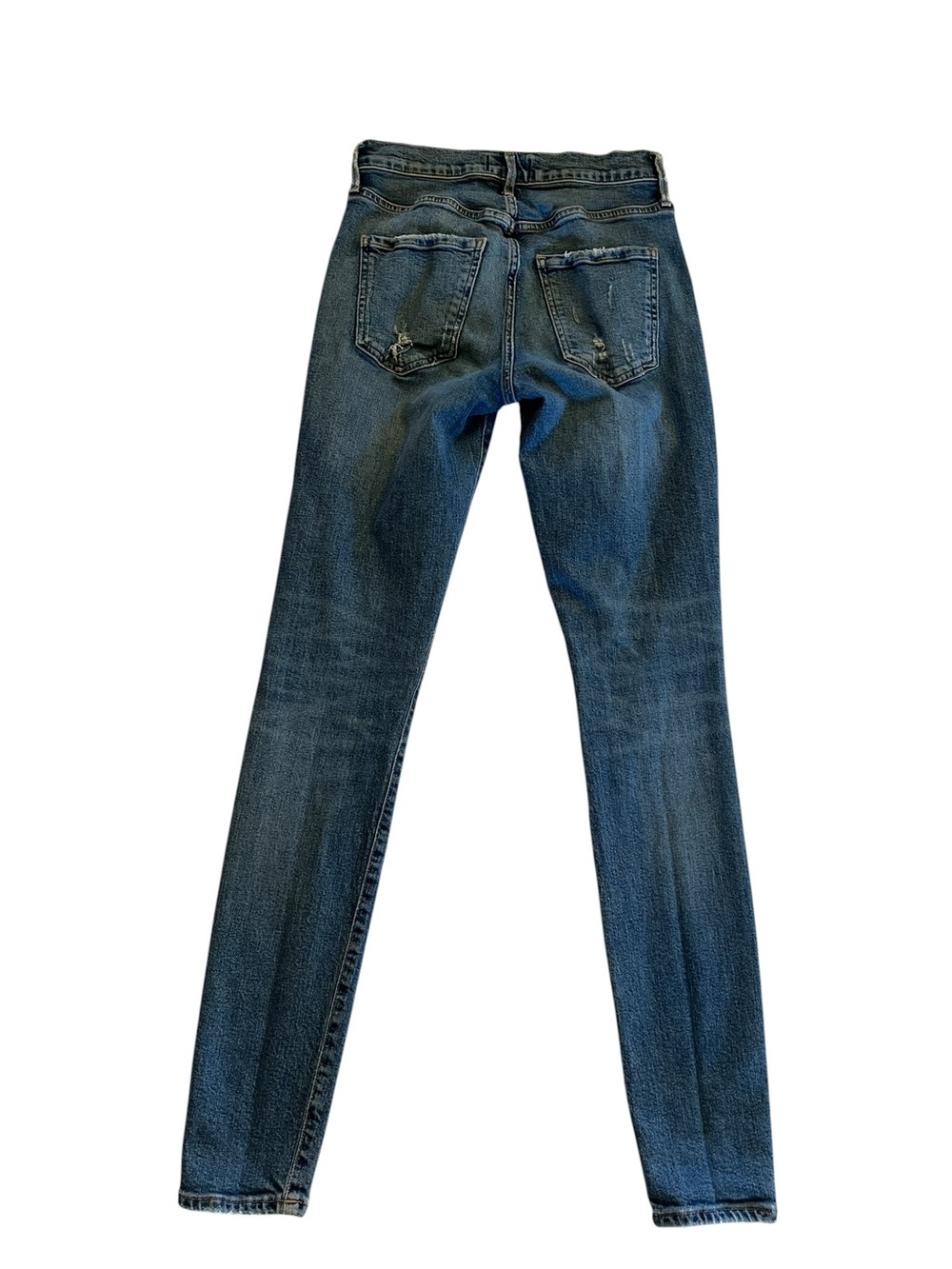 AGOLDE Distressed Straight Leg Jeans 24 Mid Rise Raw Knee Wash Model Off Duty - Picture 3 of 9
